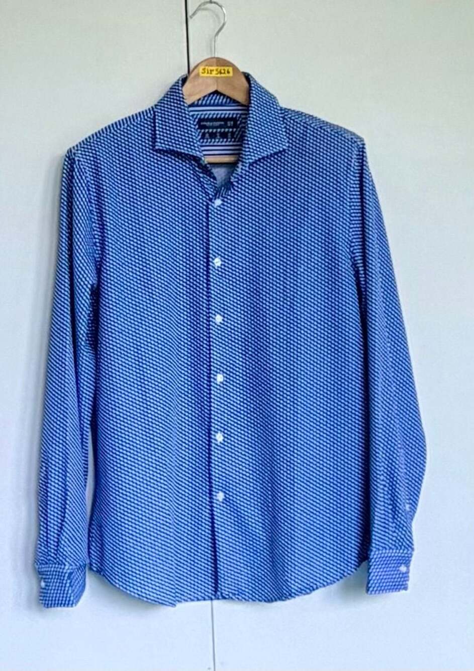 Denim & Flower Ricky Singh Blue Geo Print Tech Comfort Long Sleeve Shirt M